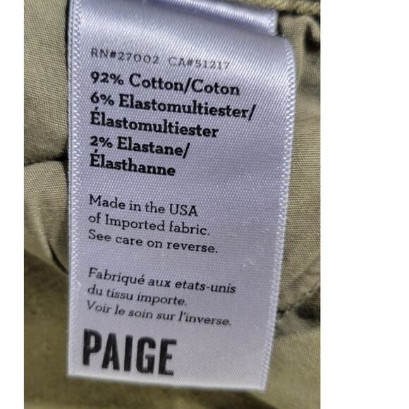 Paige Jeans Womens Size 32 Olive Green Jeans Zipper Accents Punk Grunge Skater - Picture 8 of 8